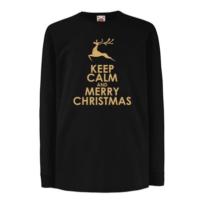 lepni.me T-Shirt for Kids Merry Christmas ! Rudolph Santa's Ninth Reindeer Great (7-8 Years Black Gold)