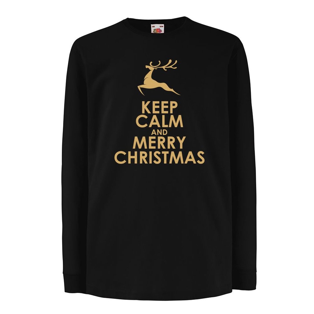 lepni.me T-Shirt for Kids Merry Christmas ! Rudolph Santa's Ninth Reindeer Great (7-8 Years Black Gold)