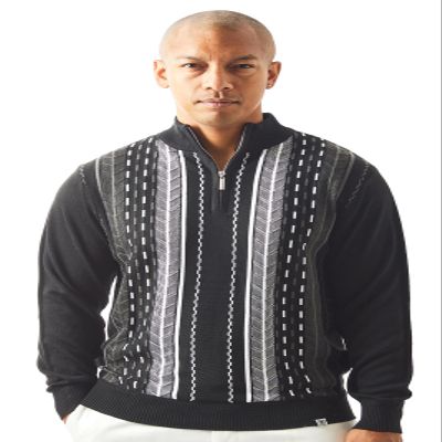 Stacy Adams Men's Sweater, Vertical Dotted Line (Medium, Black)