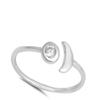 Open Crescent Moon Clear CZ Ring New .925 Sterling Silver Band Size 9 view 2