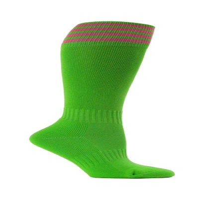 COUVER Bright Lime Green Striped Youth Football Soccer Sport Knee High Socks(1 Pair), Bright Pink, Large