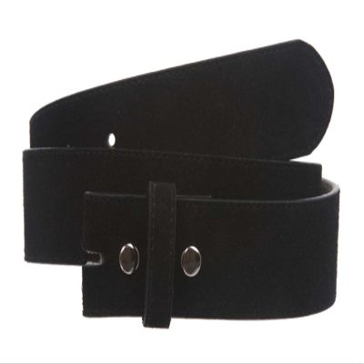 1 1/2" Snap On Suede Leather Belt Strap, Black | 32