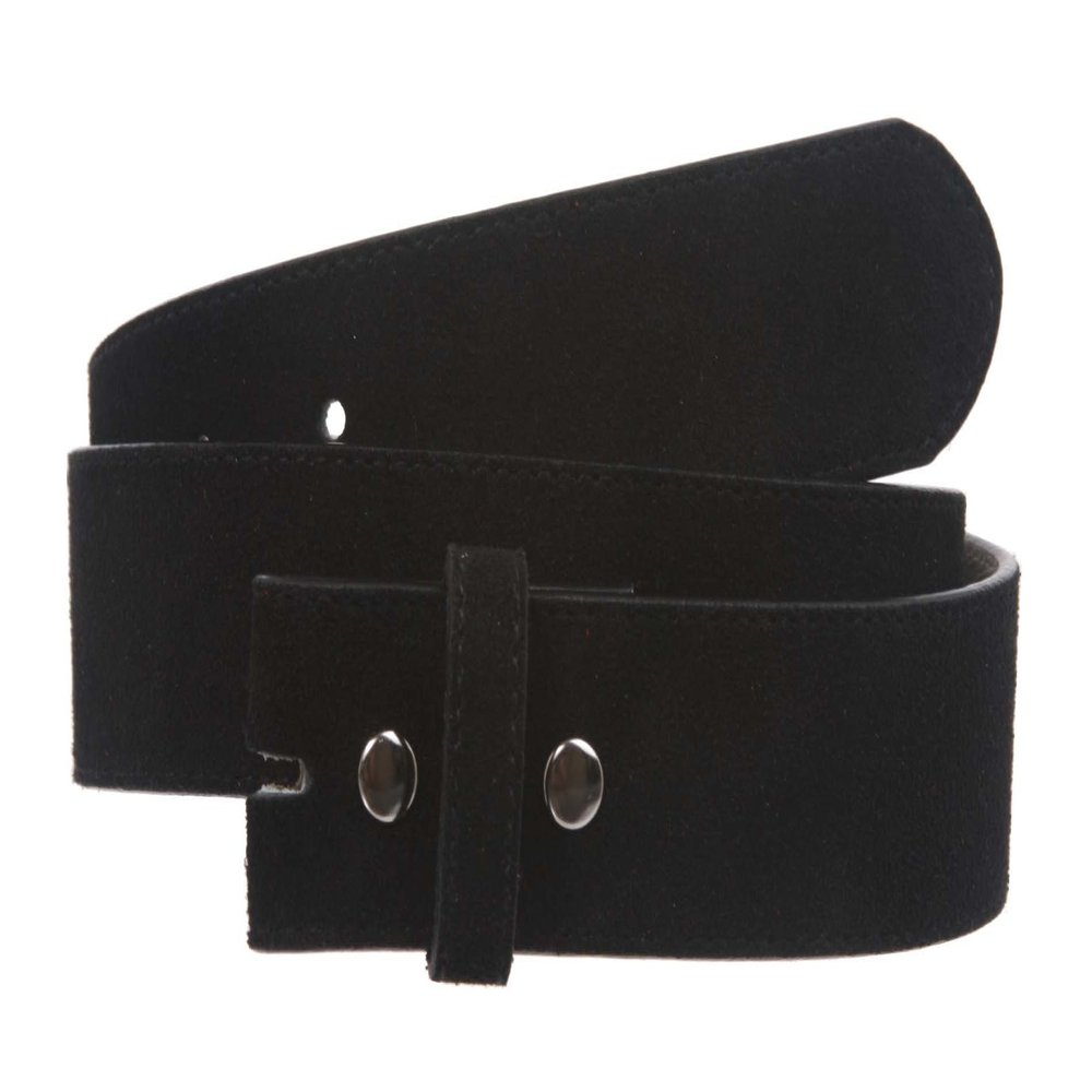 1 1/2" Snap On Suede Leather Belt Strap, Black | 32