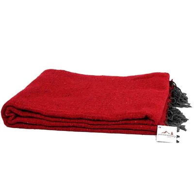 Open Road Goods Handmade Solid Color Yoga Blanket - Thick Mexican Blanket or Throw - Made for Yoga! (Red Blanket)