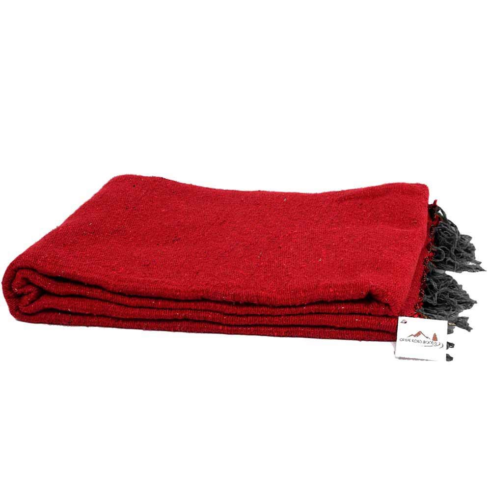 Open Road Goods Handmade Solid Color Yoga Blanket - Thick Mexican Blanket or Throw - Made for Yoga! (Red Blanket)
