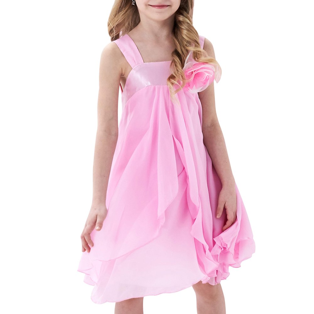 JX74 Girls Dress A-line Halter Flower Multi Layer Chiffon Size 7