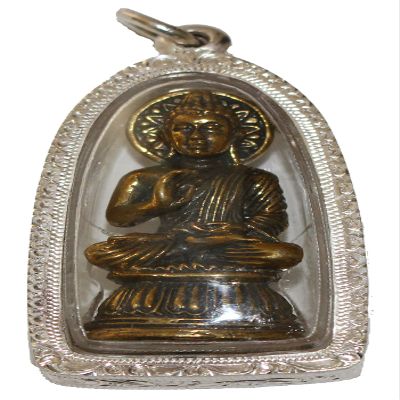 Boon Decor Buddha Pendant - Teaching Buddha with Wheel of Dharma Halo 1.75"