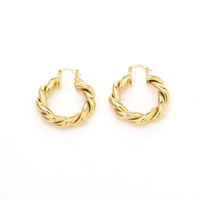 24K Gold-Bonded Twist Round Hoop Earring Jewelry Women Earring