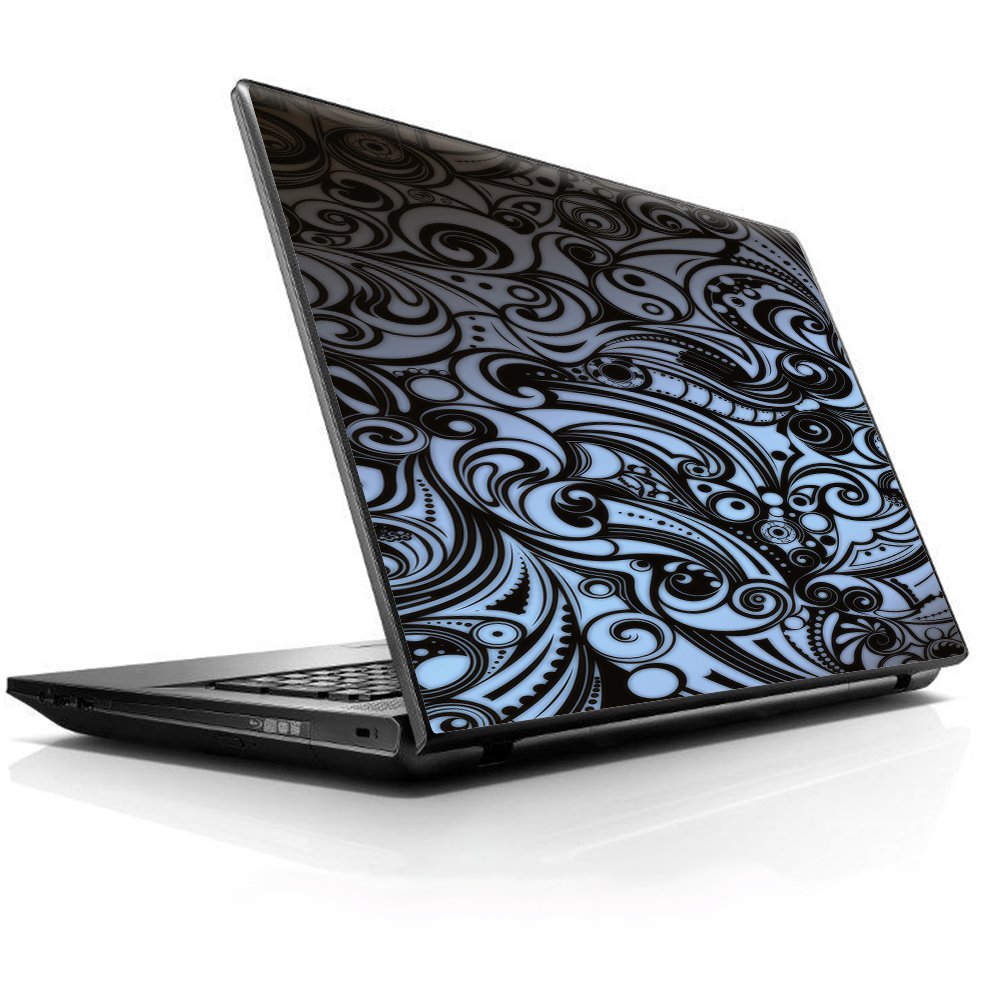 15 15.6 inch Laptop Notebook Skin Vinyl Sticker Cover Decal Fits 13.3" 14" 15.6" 16" HP Lenovo Apple Mac Dell Compaq Asus Acer/Blue Grey Paisley Abstract