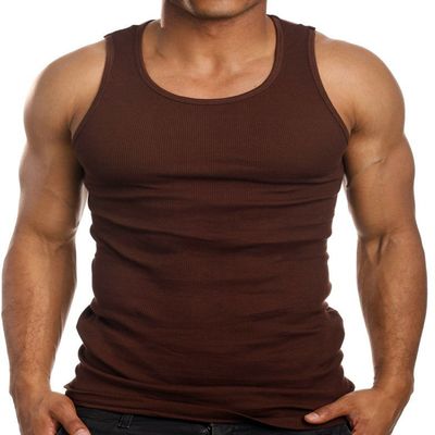 ToBeInStyle Men's Single A-Shirt Tank Top Undershirt- Brown - 3XL
