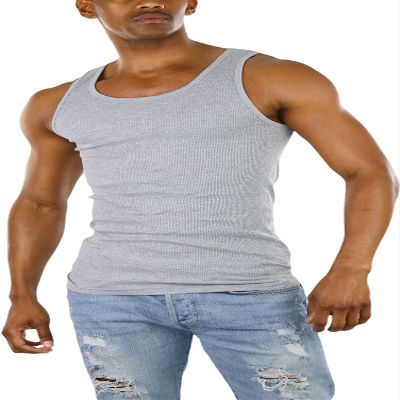 ToBeInStyle Men's Single A-Shirt Tank Top Undershirt- Grey - 5XL