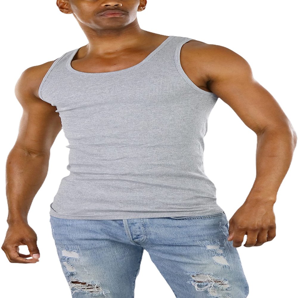 ToBeInStyle Men's Single A-Shirt Tank Top Undershirt- Grey - 5XL