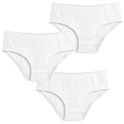 Made in USA Girls' Soft Briefs Underwear in Soft Cotton - Toddler Training Underpants Panties - Perfect for Sensitive Skins SPD Sensory Friendly Cloting 3-Pack, White, 8