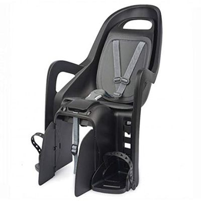 Polisport Groovy CFS - Fahrradkindersitz - fr Kinder swischen 9 und 22 kg - Kindersitz fr Gepcktrgermontage - Schwarz und Dunkelgrau