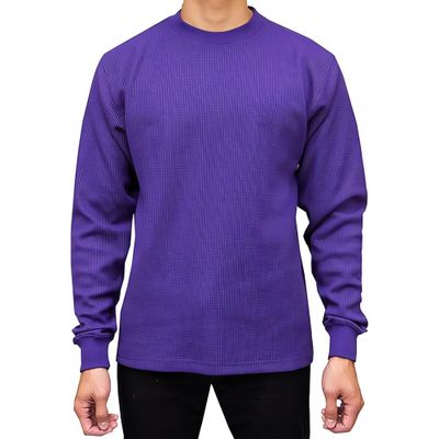 Access Men's Heavyweight Long Sleeve Thermal Crew Neck Top Purple Small