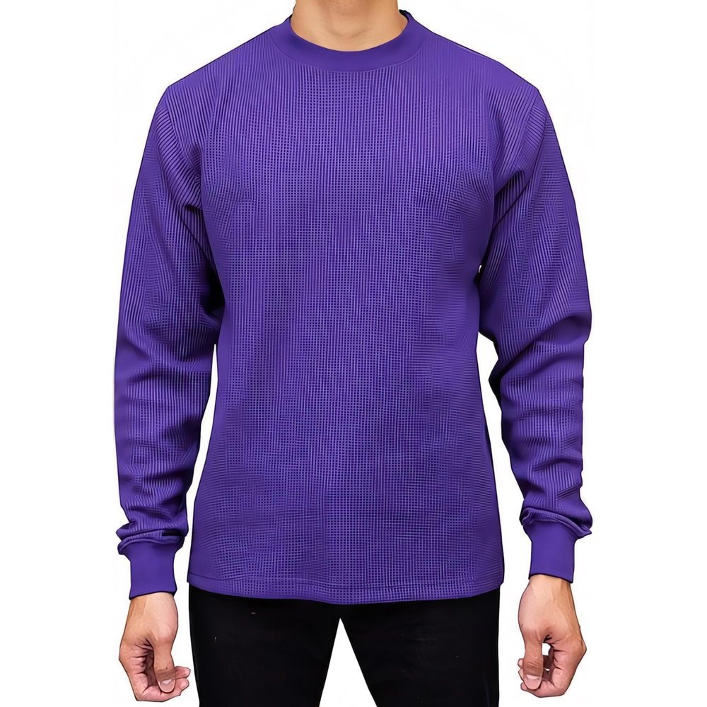 Access Men's Heavyweight Long Sleeve Thermal Crew Neck Top Purple Small