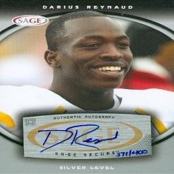 Sports Memorabilia Autograph Warehouse 99643 Darius Reynaud Autographed Football Card West Virginia 2008 Sage Rookie Silver No. A47