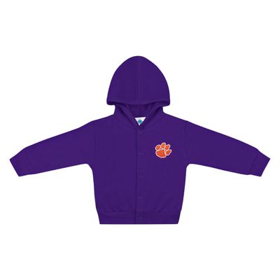 Creative Knitwear College Baby NCAA Officially Licensed Snap Hooded Jacket - Clemson Tigers Logo - Purple - 24 Months
