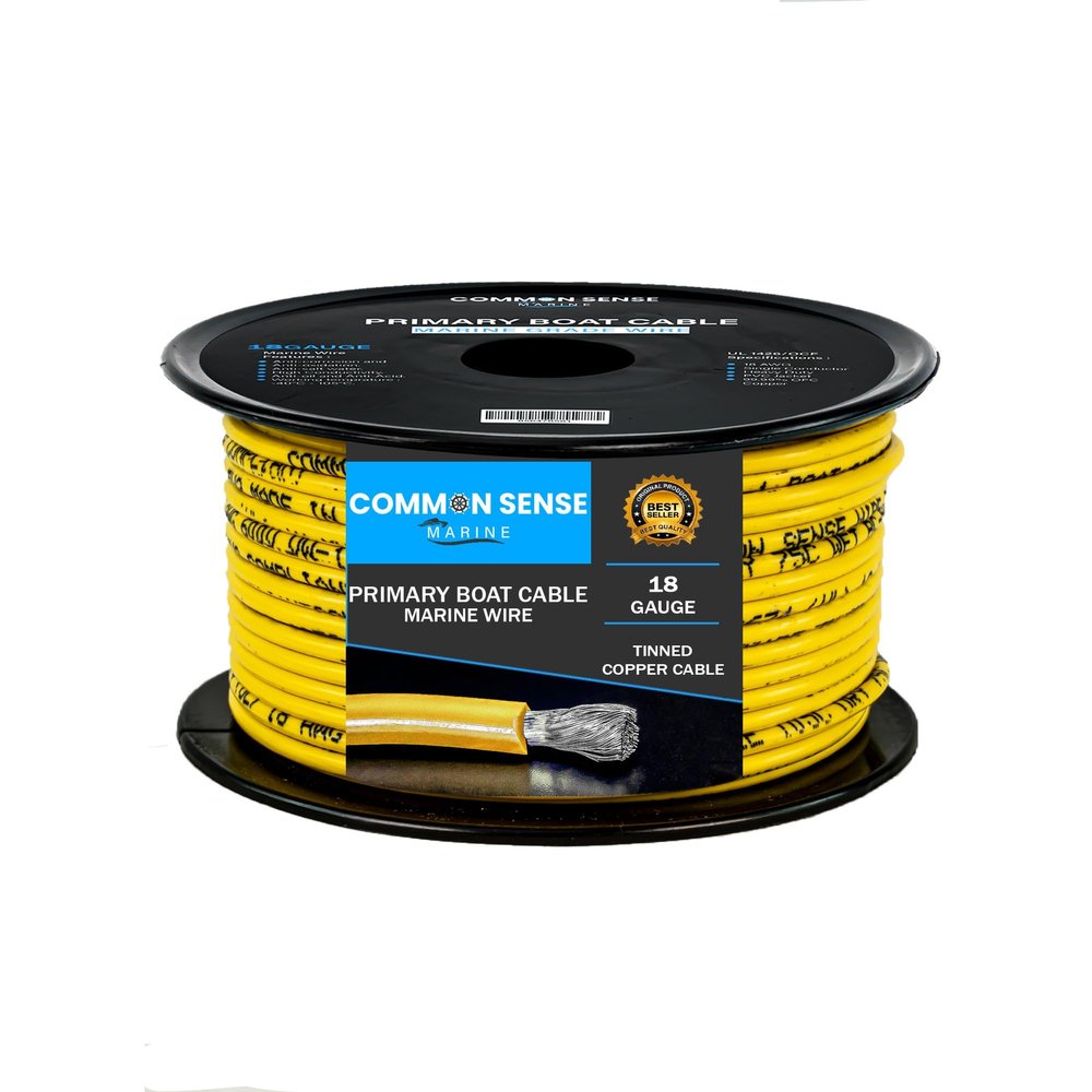 18 Gauge Primary Boat Cable - 100 ft Marine Grade Wire Tinned Oxygen-Free Copper - 18 AWG UL 1426 Standard PVC Wire for Boat, Automotive, Speakers, Camper & Trailers