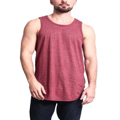 VICTORIOUS Solid Color Long Length Curved Hem Tank Top TT47 - Burgundy - Small - G14B