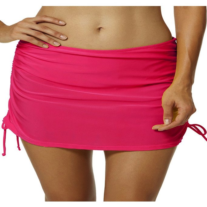 Labelar Women Skirted Swim Bottom with Brief Shirred Swimming Bikini Skirt Solid Color Swimdress