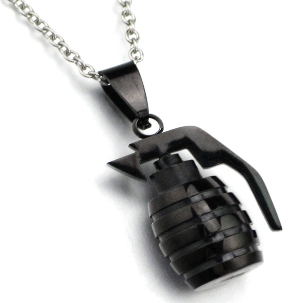 AZYOUNG Gold Silver Black Grenade Necklace (Black)