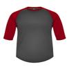 Badger Sport Youth XL Graphite with Red Sleeves Raglan 3/4 Sleeve Jersey/Shirt