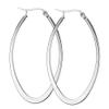 Huanian Stainless Steel Oval Teardrop Hoop Earrings For Women,Silver view 1