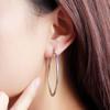 Huanian Stainless Steel Oval Teardrop Hoop Earrings For Women,Silver view 3