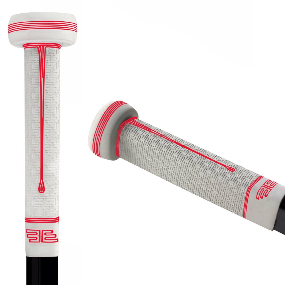 Buttendz Sentry Goalie Hockey Stick Replacement Grip - Precision Control for Goalies with Oversized Knob, Enhanced Tiling Texture, and Premium Hockey Grip (White, Red Drip)