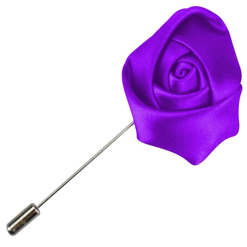 Flairs New York Gentleman's Essentials Premium Handmade Artisan Flowers Lapel Pins (Pack of 1 Pin, Royal Purple Rose Bud)