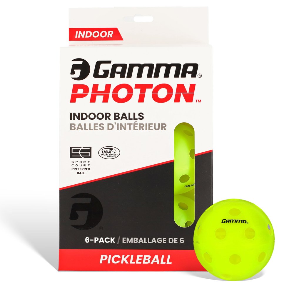 Gamma Photon Indoor Pickleballs Pack of 6, USAPA Approved, High-Visibility, Durable and Ultra-Balanced