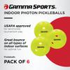 Gamma Photon Indoor Pickleballs Pack of 6, USAPA Approved, High-Visibility, Durable and Ultra-Balanced view 3