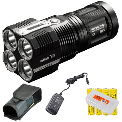 Nitecore Tiny Monster TM28 6000 Lumens 716 Yards Super Bright Rechargeable LED Flashlight w/LumenTac Organizer