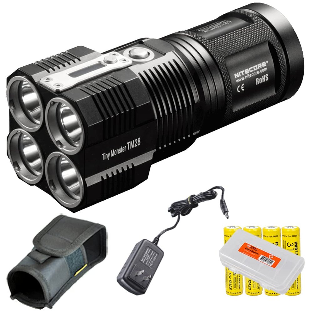 Nitecore Tiny Monster TM28 6000 Lumens 716 Yards Super Bright Rechargeable LED Flashlight w/LumenTac Organizer