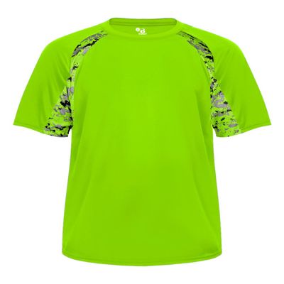 Badger Sport Lime Bright Green Digi-Camo Youth Large Short Sleeve