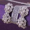 Full Rhinestone Double Water Drop Clip on Earrings Silver Plated No Pierced Earrings view 3