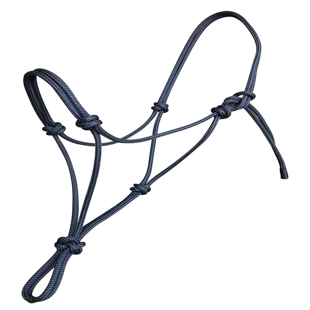 Hunters Saddlery Horse Rope Halters - 11 Sizes - Miniature, Foal, Weanling, Pony, Cob/Arab, Horse, Warmblood, Draft & Custom (Small Miniature, Navy)