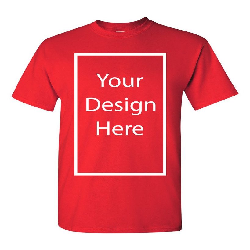 Add Your Own and Text Design Custom Personalized Adult T-Shirt Tee (XXX Large, Red)