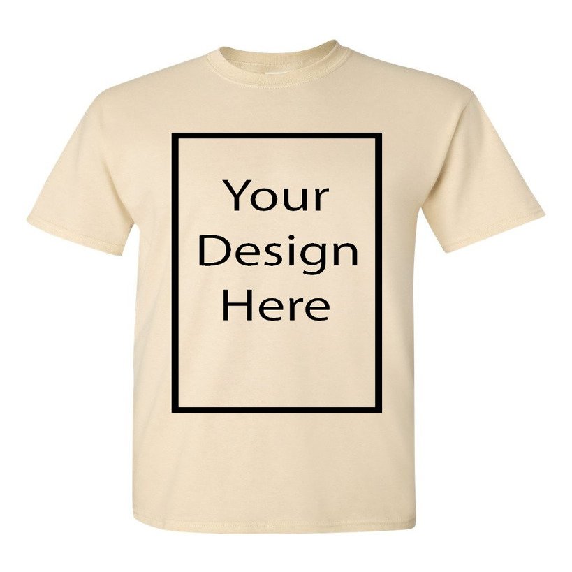 Add Your Own and Text Design Custom Personalized Adult T-Shirt Tee (XXXXX Large, Natural)