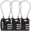 Fosmon TSA Approved Cable Locks for Luggage, Suitcase, Gun Case Locks with Push Release Button, 3 Digit Long Shackle Combination Wire Locks for Backpack Zipper Anti Theft, Gym Locker -3 Pack, Black view 1