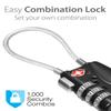 Fosmon TSA Approved Cable Locks for Luggage, Suitcase, Gun Case Locks with Push Release Button, 3 Digit Long Shackle Combination Wire Locks for Backpack Zipper Anti Theft, Gym Locker -3 Pack, Black view 4