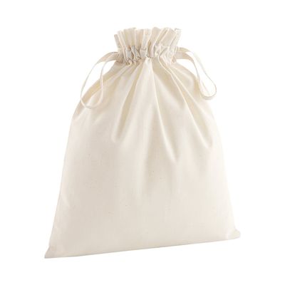 Westford Mill Soft Cotton Drawcord Bag (M) (Natural)