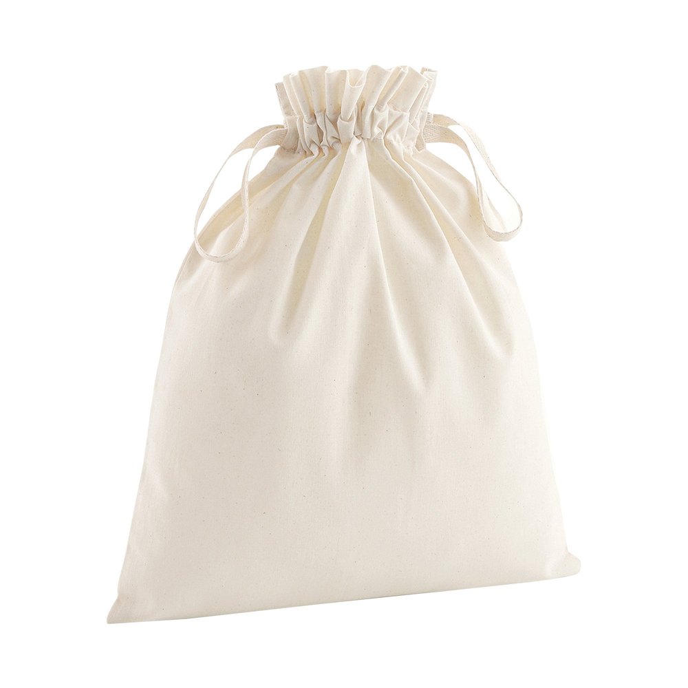 Westford Mill Soft Cotton Drawcord Bag (M) (Natural)