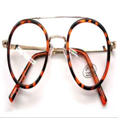 V.W.E. Vintage Inspired Metal Bridge and Temple - Clip-On Look Clear Lens Glasses (Tortoise/Gold, Clear)