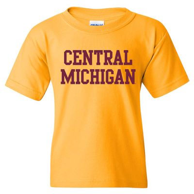 UGP Campus Apparel YS01 - Central Michigan Chippewas Basic Block Youth T-Shirt - Medium - Gold
