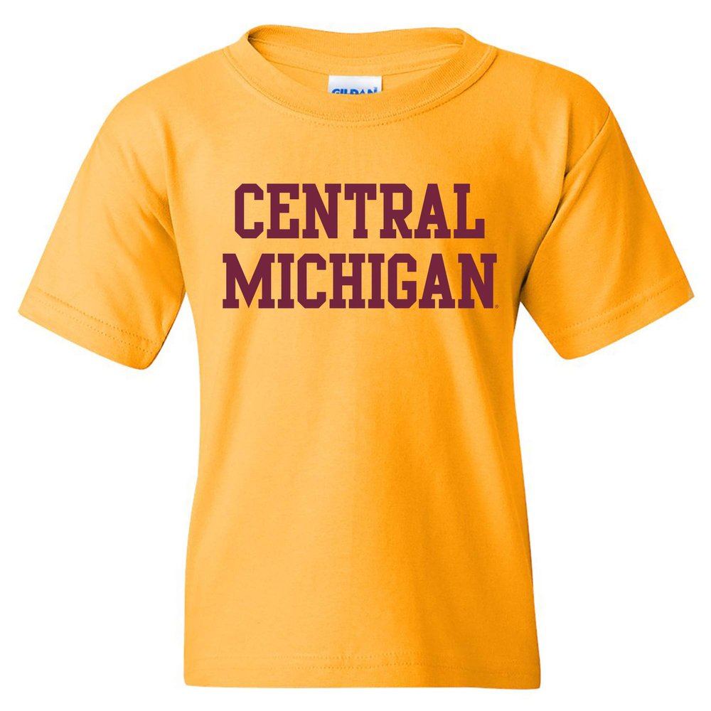 UGP Campus Apparel YS01 - Central Michigan Chippewas Basic Block Youth T-Shirt - Medium - Gold