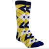 Argyle Men's Cotton Blend Dress Socks Yellow Navy Blue Size 7-13 view 1
