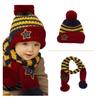 Little Kids Knitted Winter Beanie Hat and Scarf Set, 6 Months to Toddlers (Blue/Yellow) view 3
