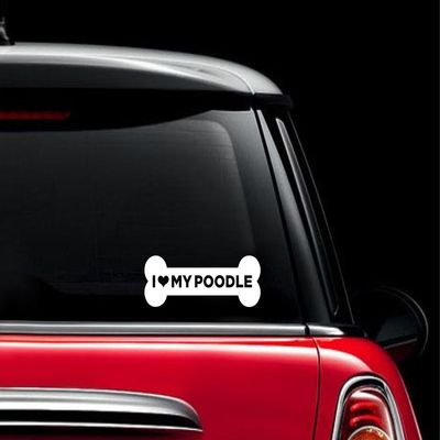 I Love My Poodle Dog Bone Decal Vinyl Sticker|Cars Trucks Laptop| White |7.5 x 3 in|CCI689